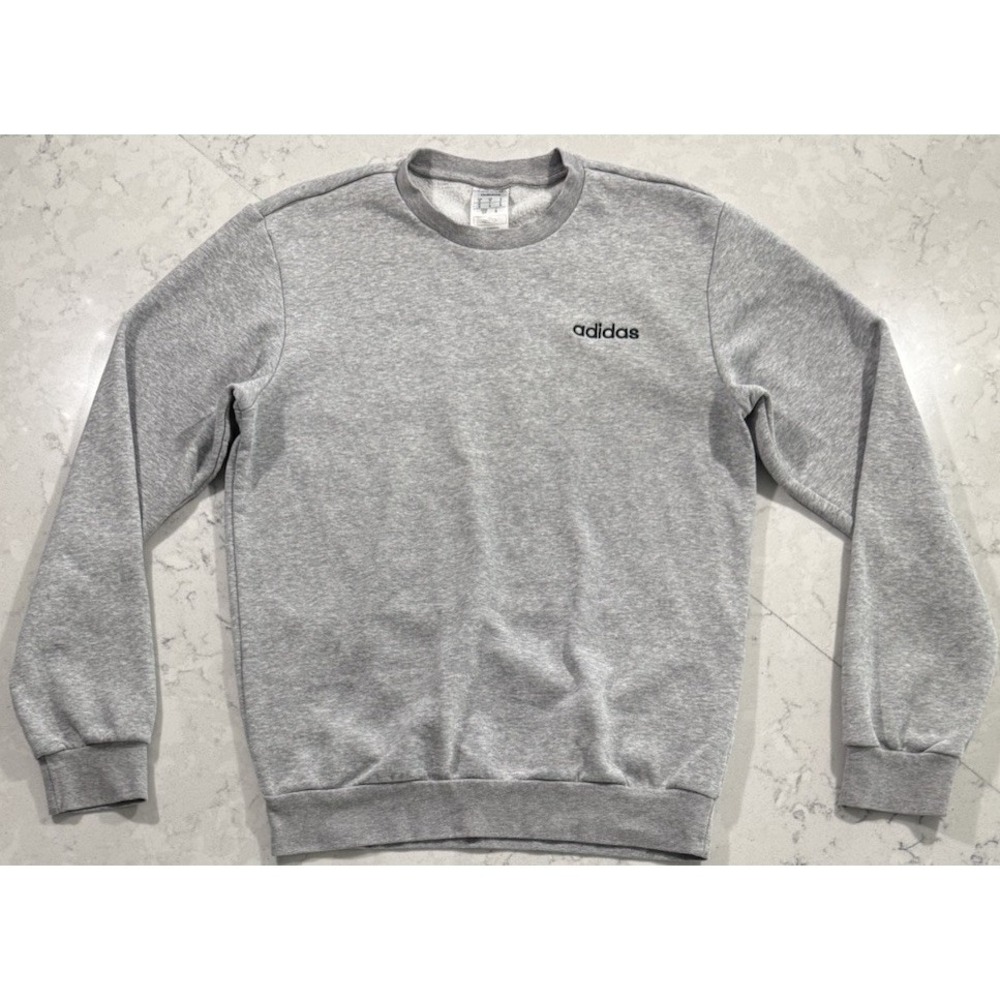 Adidas Crewneck Sweatshirt Mens Small Gray Fleece Pullover Athleisure‎ 3-Stripes